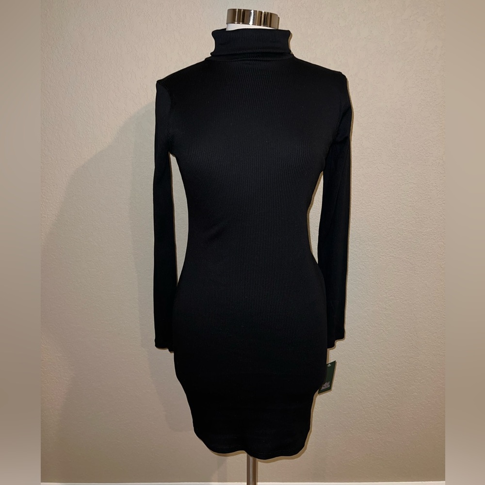 Black turtle neck dress